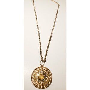 Indie Design Gold Retro Design Sunburst inspired Charm Pendant Classic Necklace